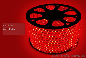 Светодиодный дюралайт led 5050 красный,  100 метров