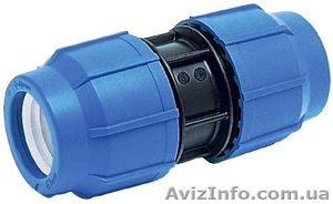 Муфты компрессионные зажимные для полиэтиленовых труб диаметром 25мм, 32мм,  40мм, 