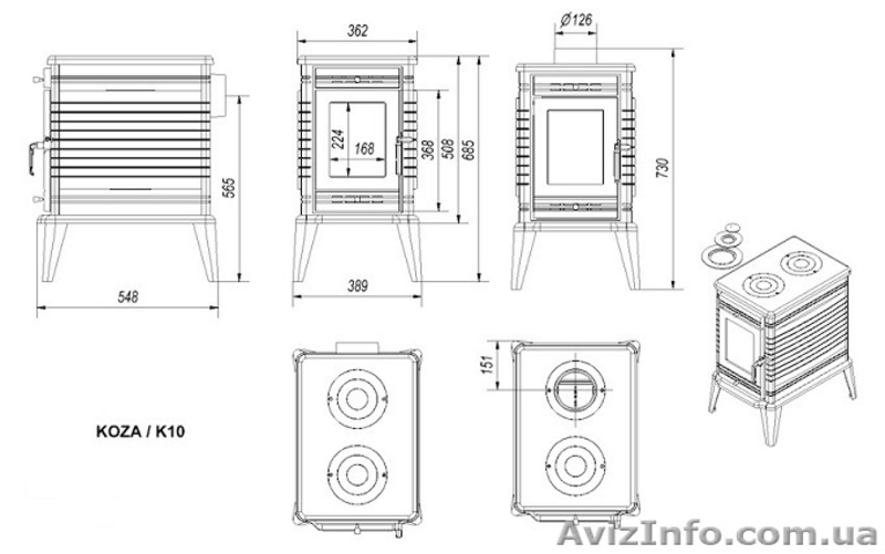 Печь-камин типа буржуйка Kratki Koza K10 (13кВт) - <ro>Изображение</ro><ru>Изображение</ru> #2, <ru>Объявление</ru> #884203